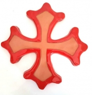 Croix occitane semi évidée diamètre 33 brut à l'intérieur et émaillé rouge à l'éxtérieur